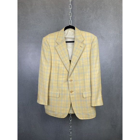 Vintage Lanvin 100% Wool Plaid Oversized Blazer Size 48 - Picture 1 of 15